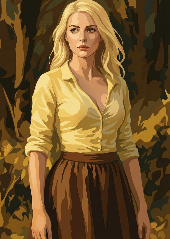 Blonde Woman in Yellow Shirt