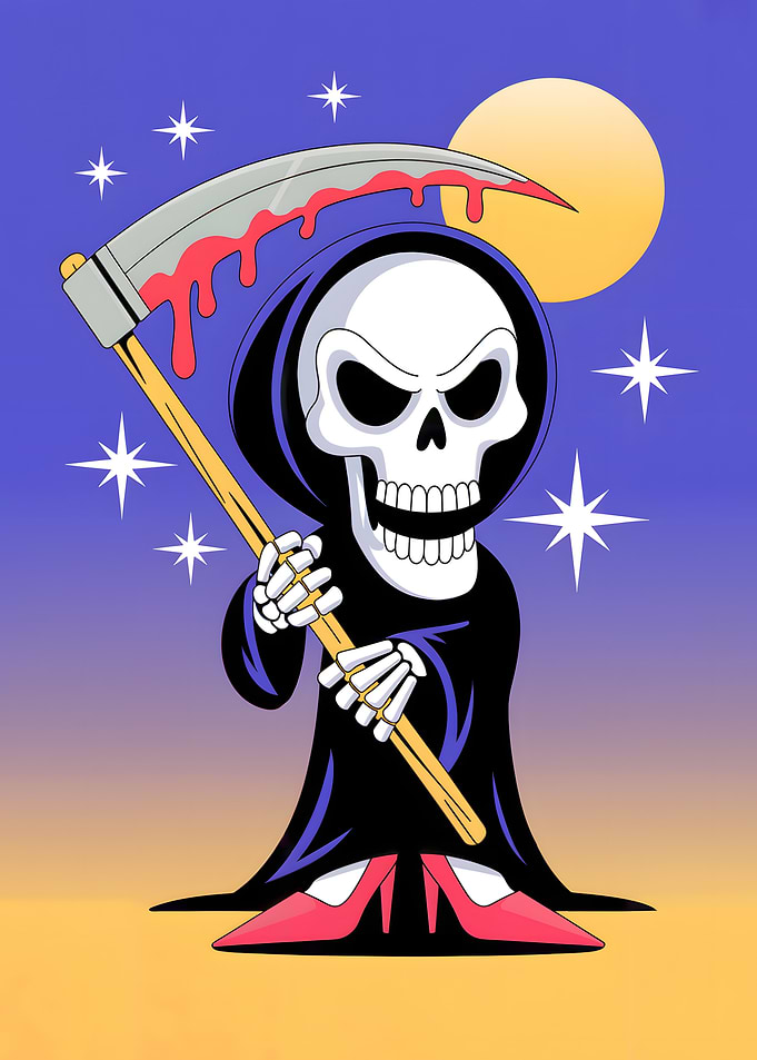 Cartoon Grim Reaper with Heels