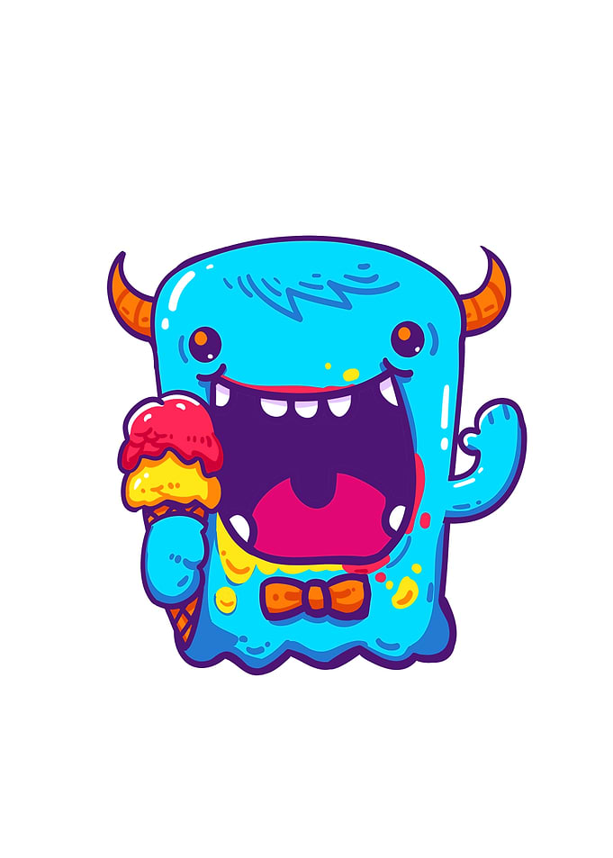 Cartoon Monster with Ice Cream
