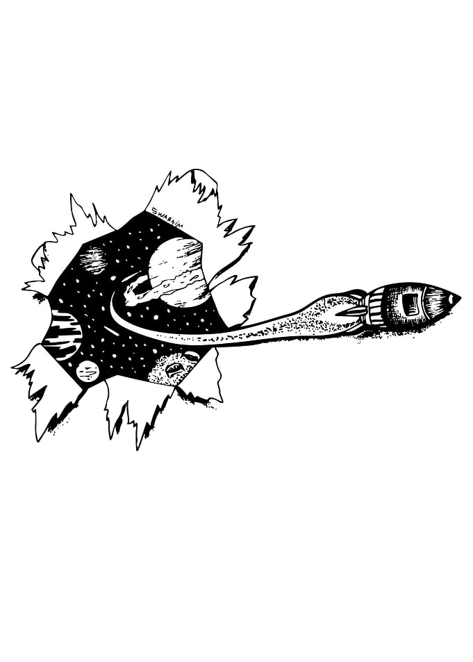Rocket Launching Through Space Hole