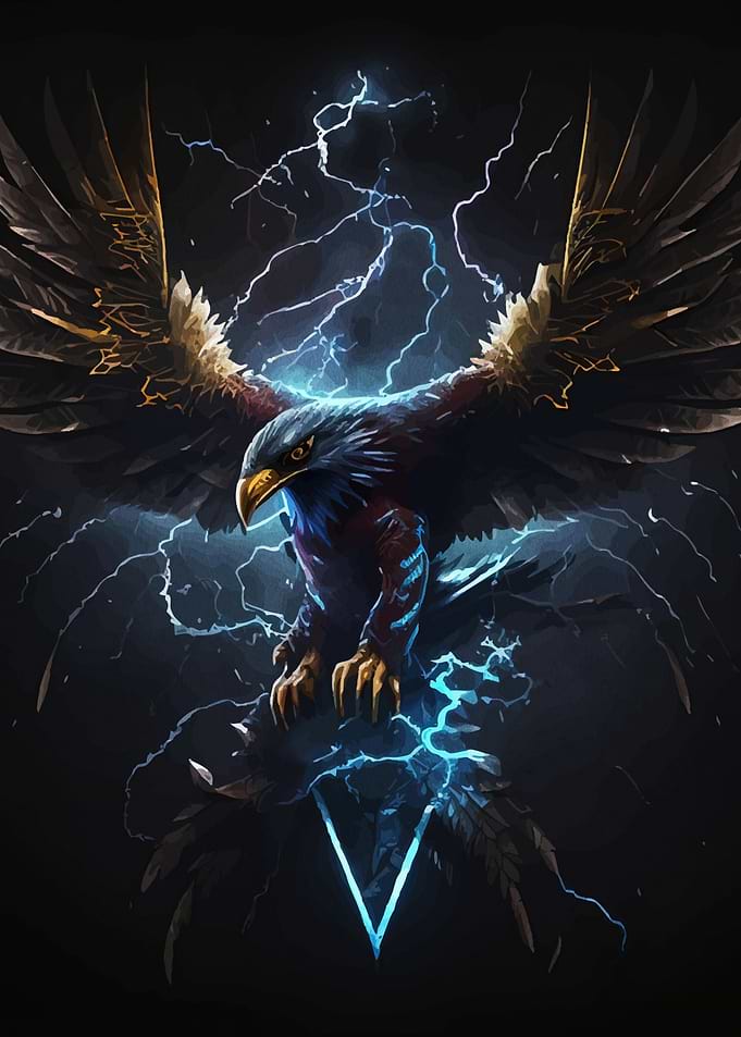 Eagle with Lightning Digital Art
