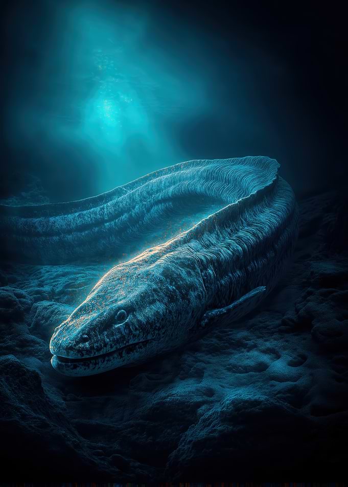 Underwater Eel in Deep Blue Sea