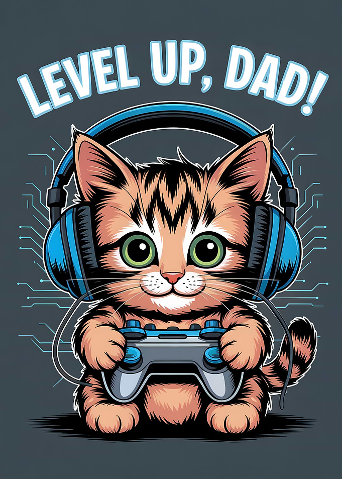 Level Up Dad Gaming Cat