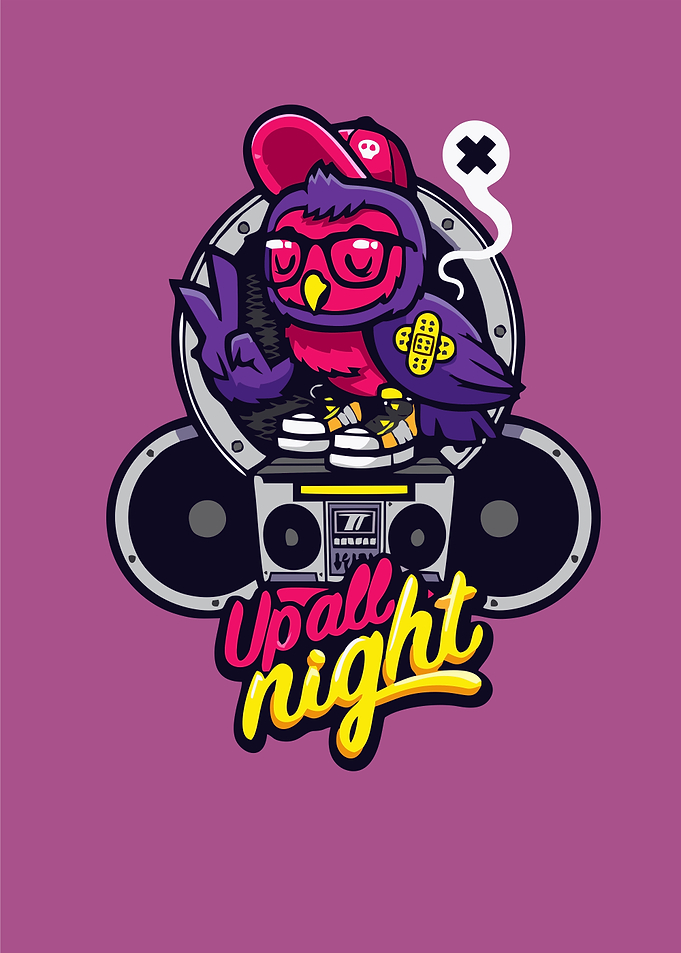 Owl with Boombox - Up All Night