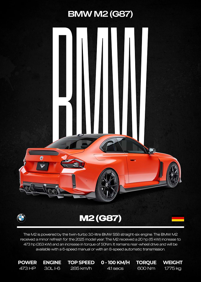 BMW M2 (G87) Car Poster