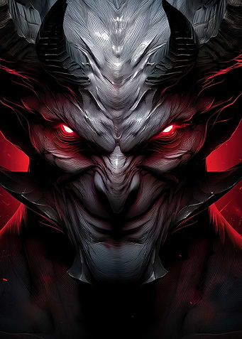 Demonic Figure with Red Eyes