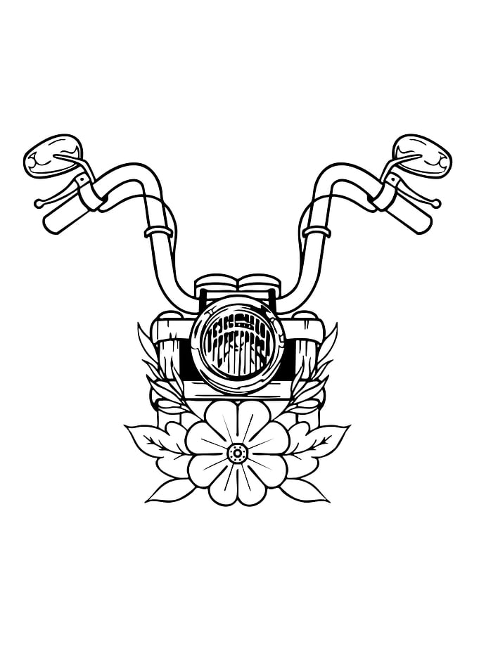 Motorcycle Handlebars with Floral Design