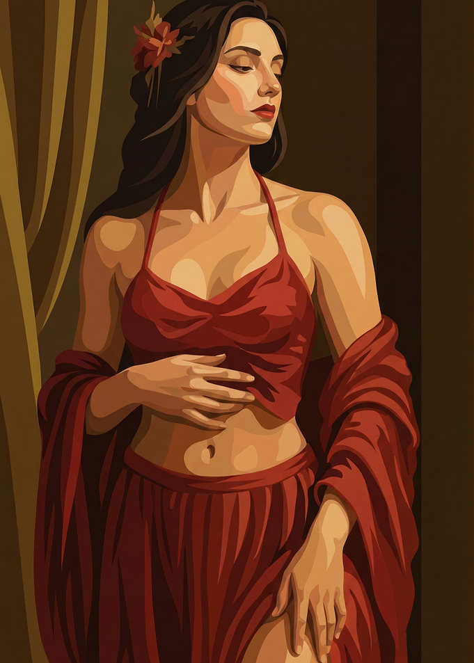 Woman in Red Dress Illustration
