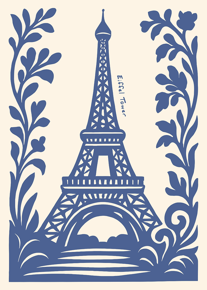 Eiffel Tower Floral Illustration