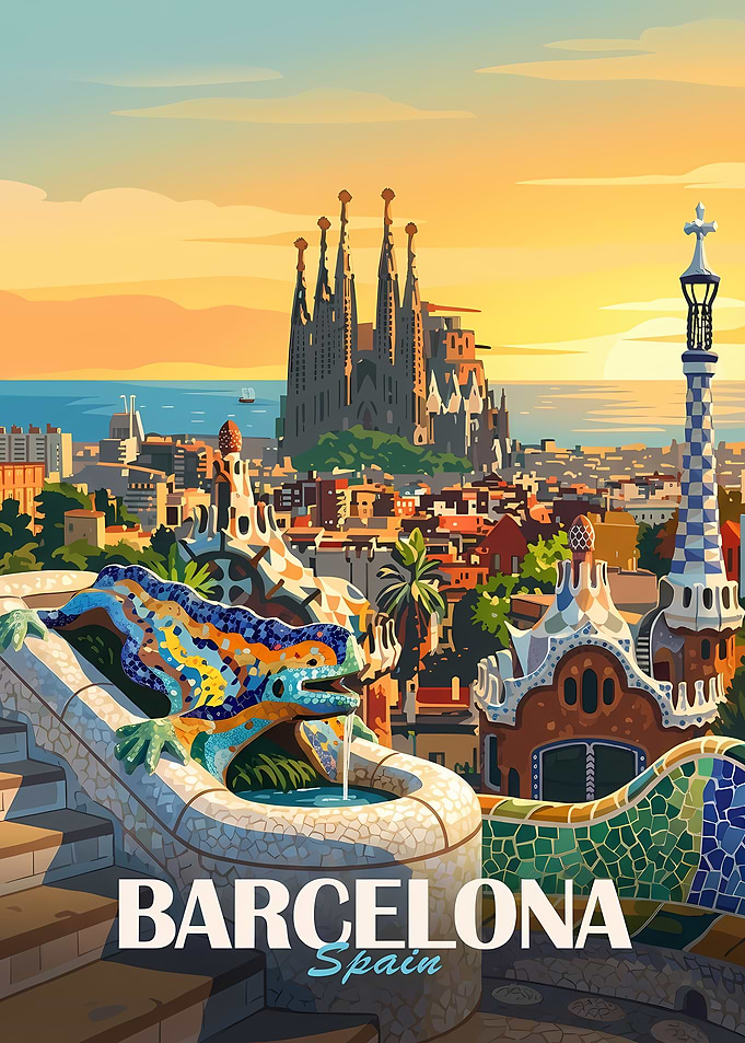 Barcelona Spain Travel Poster