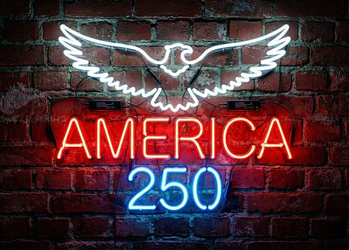 America 250 Neon Sign Art | Electric Patriotic Bar Sign Design | 1776-2026 Man Cave Decor | Realistic Neon