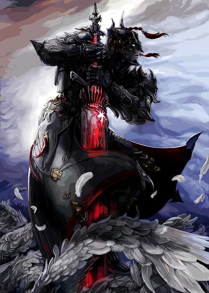 Dark Knight with Wings and Sword