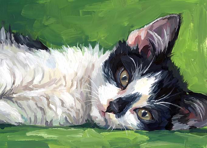Resting Cat Painting
