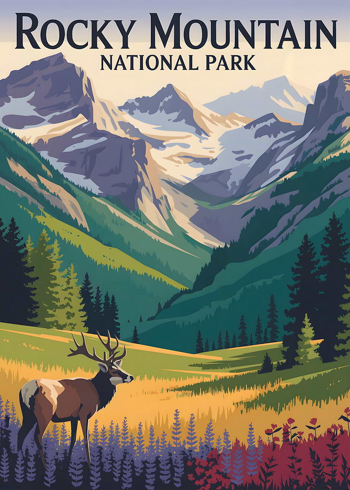 Rocky Mountain National Park Illustration