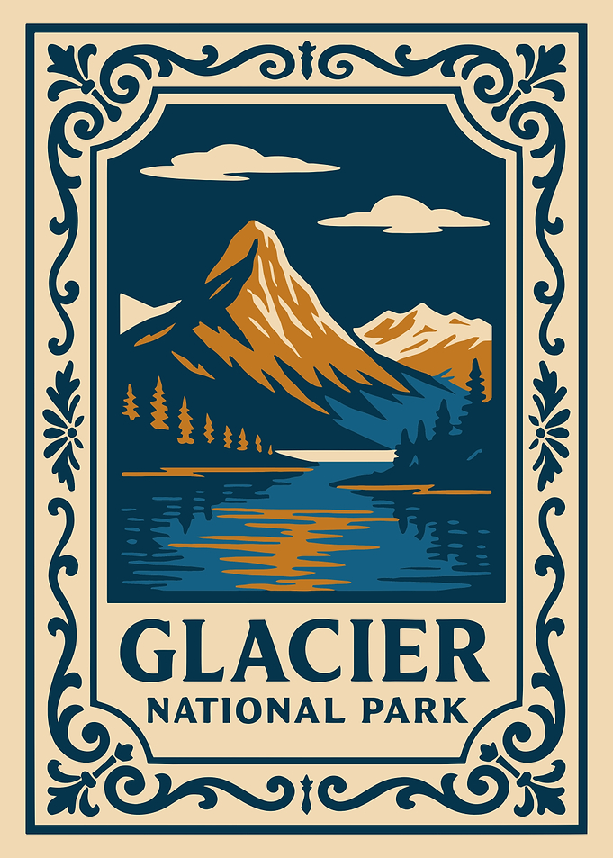 Glacier National Park Vintage Style Poster
