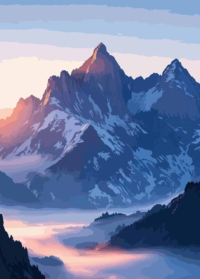 Mountain Peaks at Sunrise