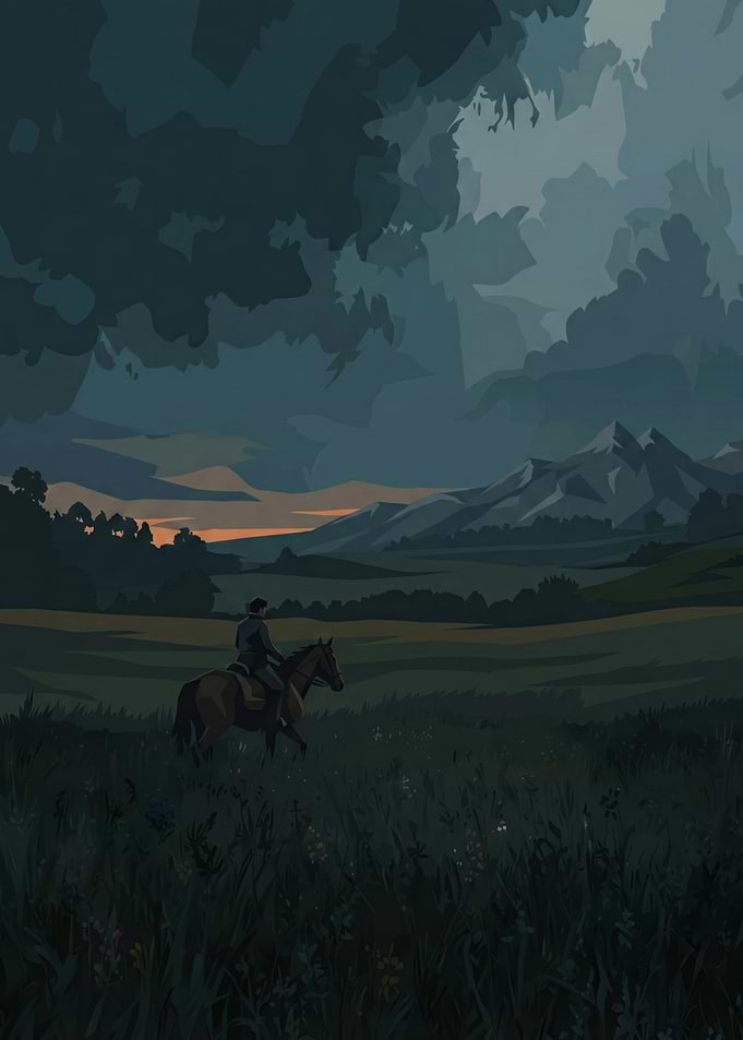 Lone Rider at Dusk