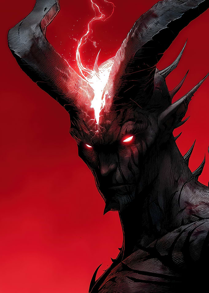 Demonic Figure with Glowing Eyes
