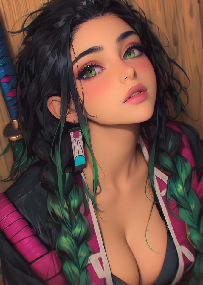 Anime Girl with Sword and Earrings