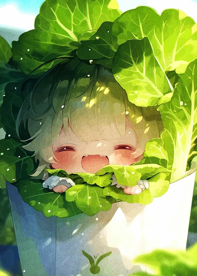Anime Girl in Lettuce Patch