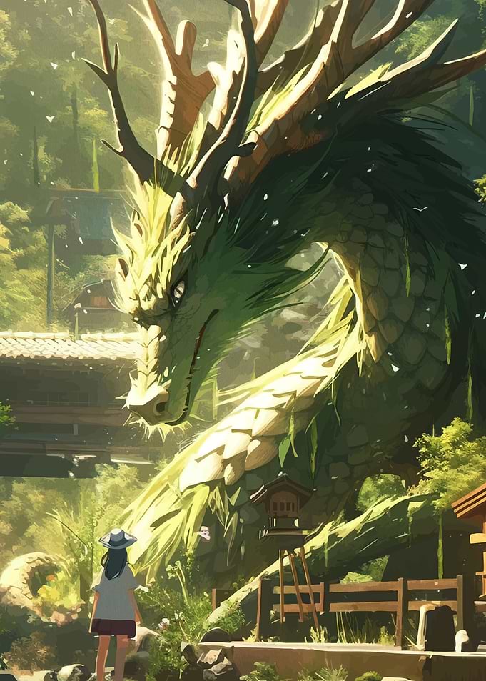 Forest Dragon and Girl Encounter