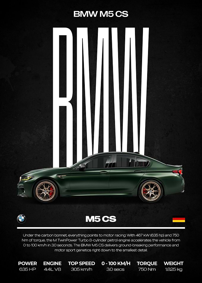 BMW M5 CS Car Poster