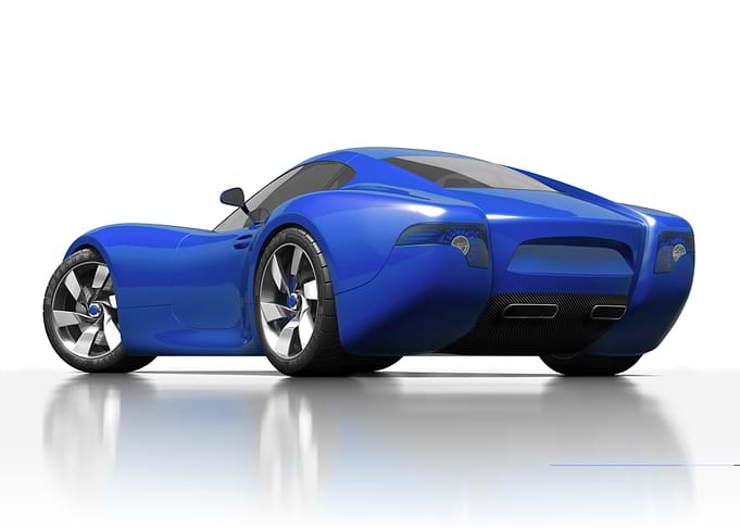 Blue Sports Car Rear View