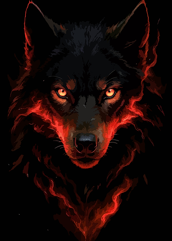 Fiery Wolf Portrait