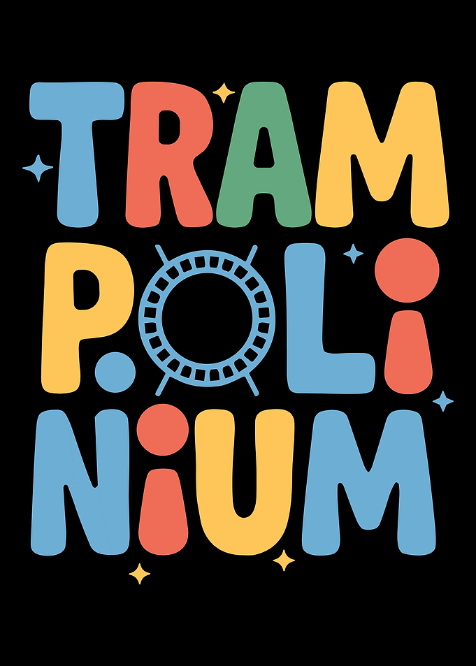 Trampolinium Poster, Colorful Trampoline Wall Art, Whimsical Kids Room or Playroom Decor