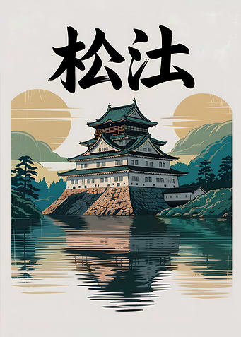 Japanese Castle Reflection Art