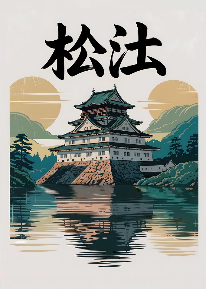 Japanese Castle Reflection Art