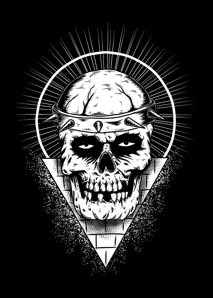 Skull with Spiked Crown Illustration