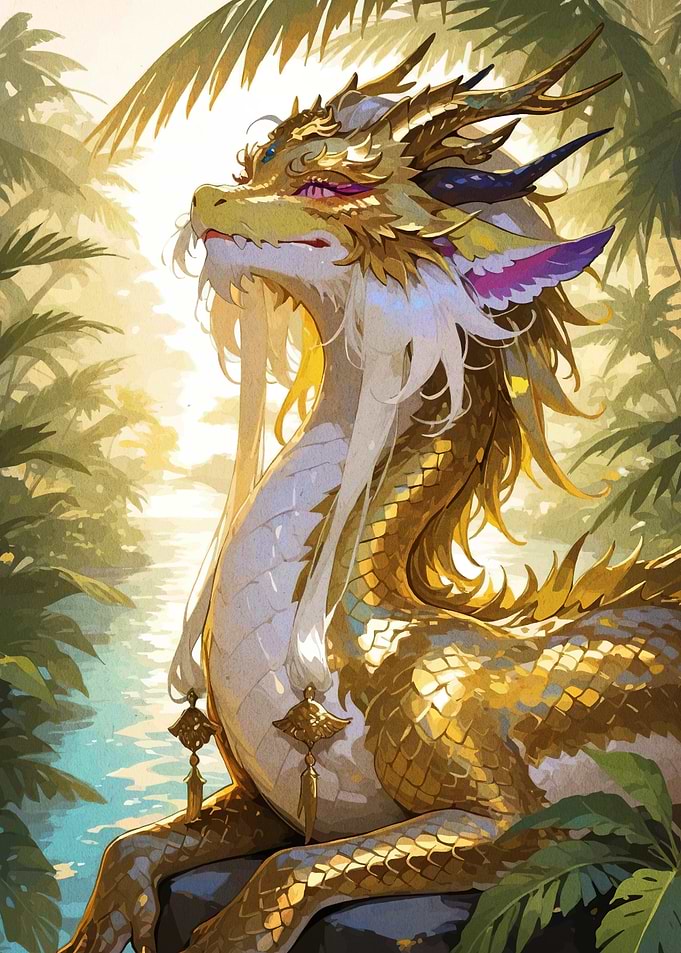 Golden Dragon in Tropical Paradise