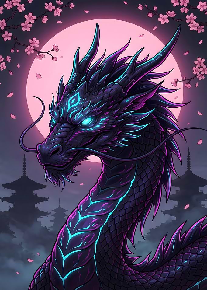 Neon Dragon Japanese Aesthetics