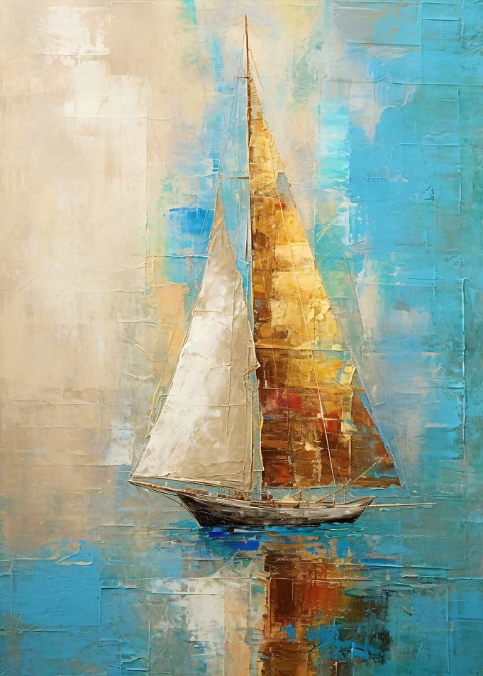 Abstract Sailboat Painting