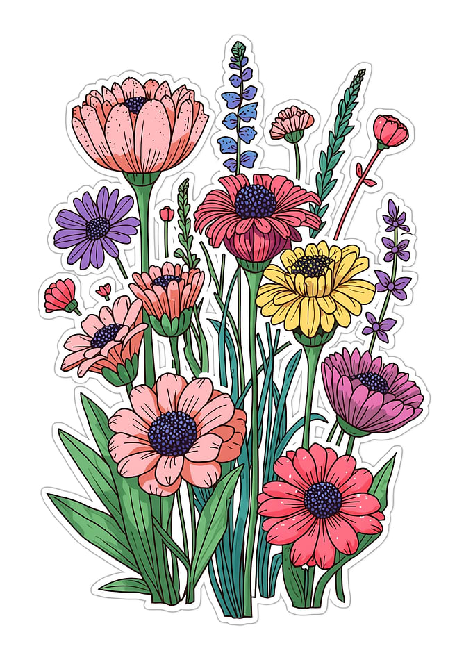 Colorful Floral Sticker