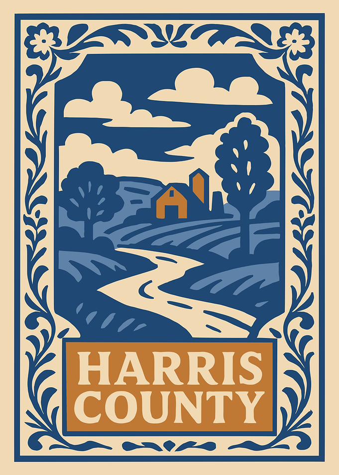 Harris County Landscape Illustration