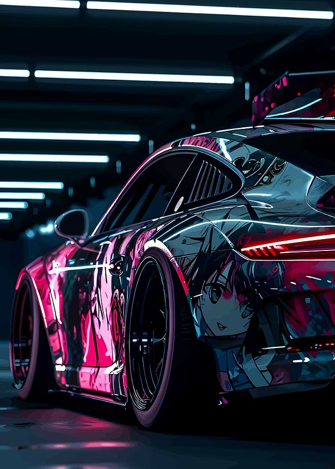 Anime-Wrapped Sports Car