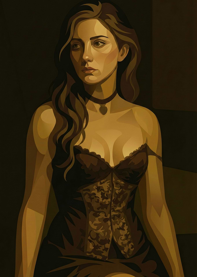 Woman in Corset Digital Art Portrait