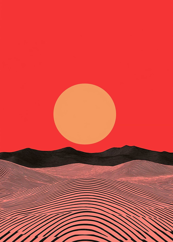 Abstract Desert Sunset Landscape Art