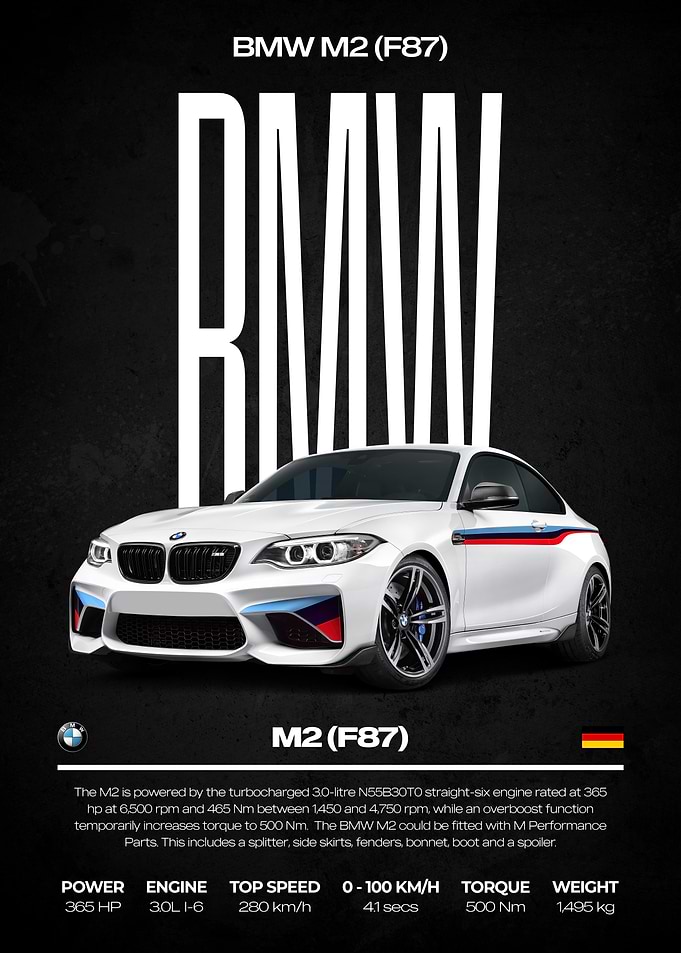 BMW M2 (F87) Car Poster