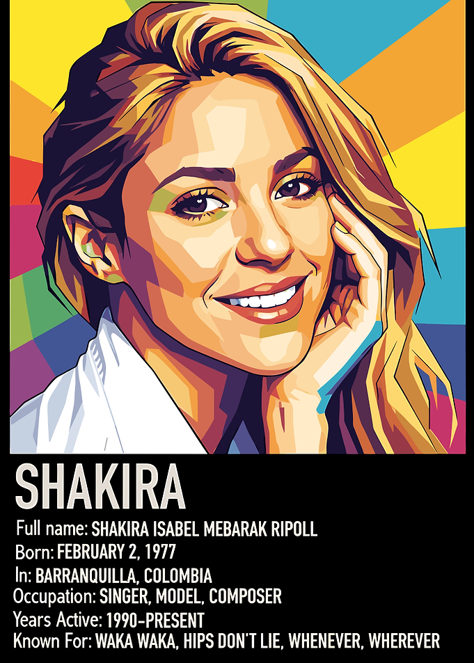 Shakira Portrait Pop Art