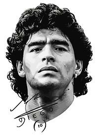 Diego Maradona Portrait with Signature