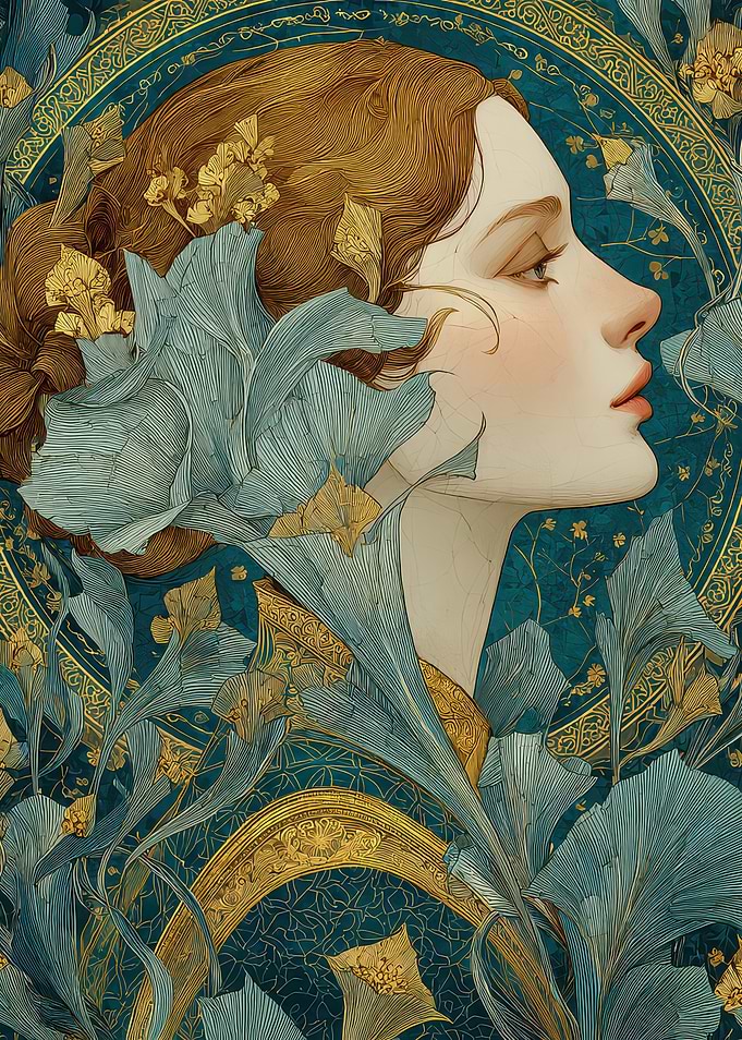 Woman with Floral Ornamentation