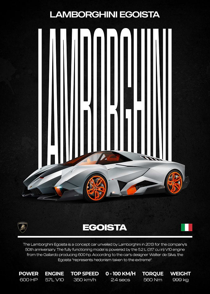 Lamborghini Egoista Concept Car Poster