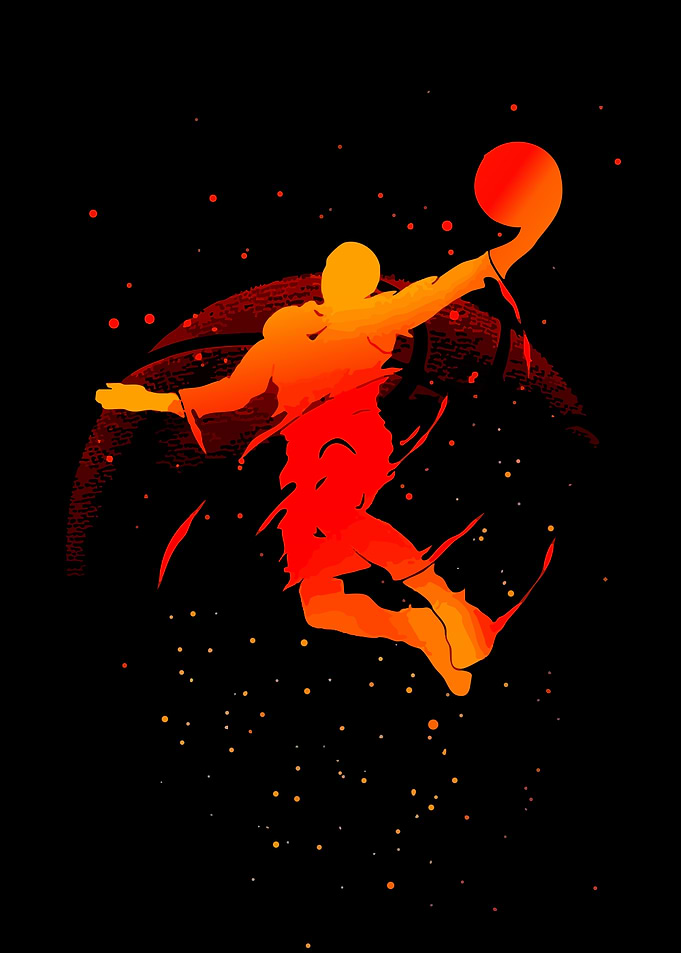 Basketball Player Dunking Silhouette Art