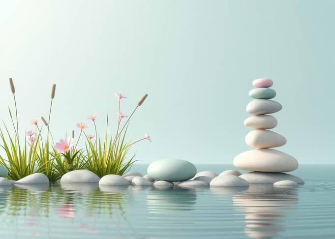 Zen Garden with Stacked Stones