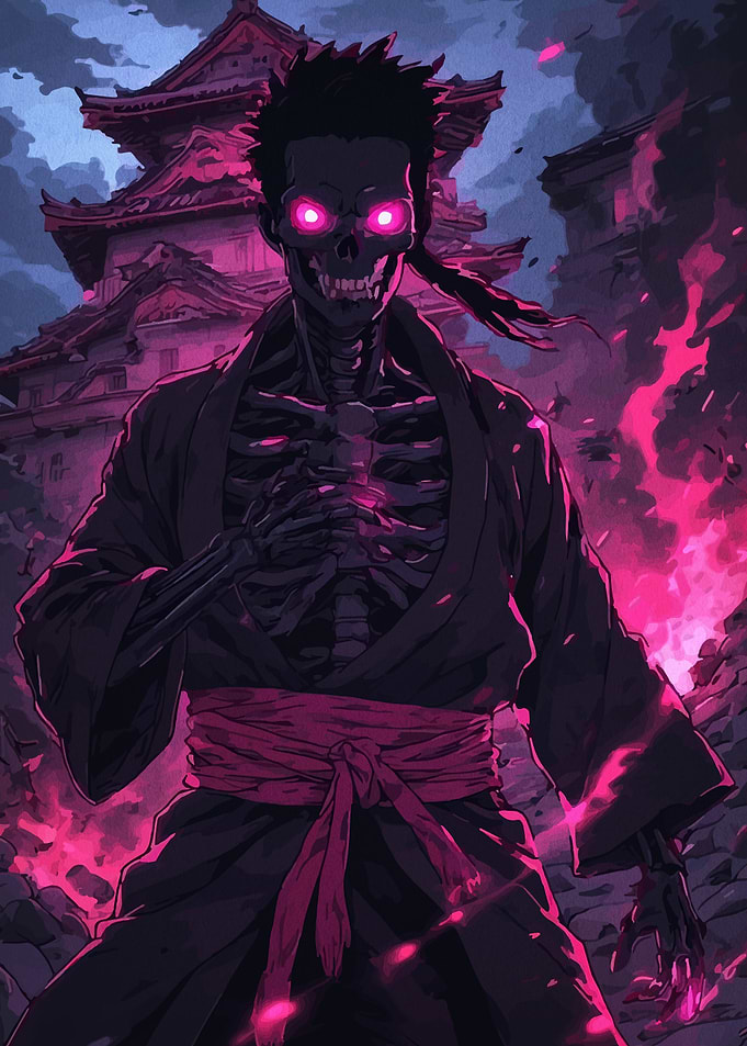 Undead Samurai in a Dark Landscape