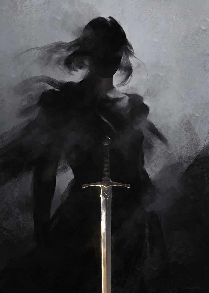 Shadowy Figure with Sword