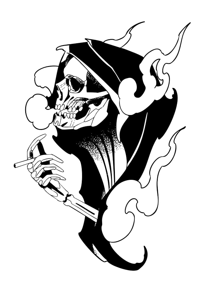 Smoking Grim Reaper Illustration